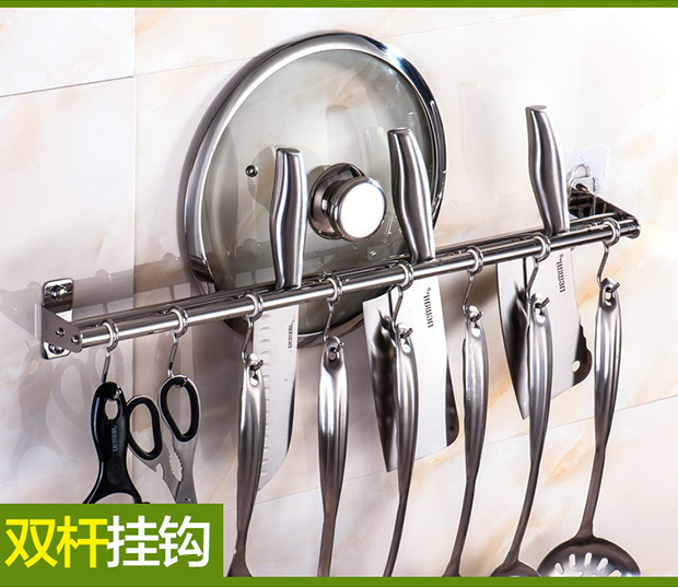 Móc bếp 304 bằng thép không gỉ chèn dao giữ tường không có nguồn cung cấp bếp nhỏ bộ phận lưu trữ kệ lưu trữ mặt dây chuyền - Phòng bếp kệ đựng gia vị thông minh
