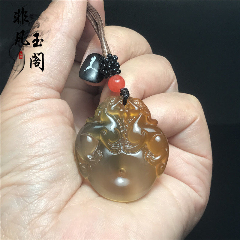 Natural harau jade cord pendant ice double-sided sling men and women pendant fashion accessories