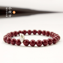(Small Tiger Tooth) Red Zhu sand Honours life National Wind retro Chinese pure silver Pau Ping An male and female couple bracelet wrist rope