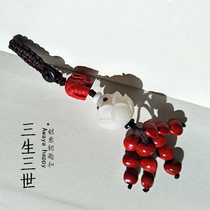 (Sansheng III keychain) car key pendant bag hanging Bodhi root Ebony Lotus Lotus to keep safe