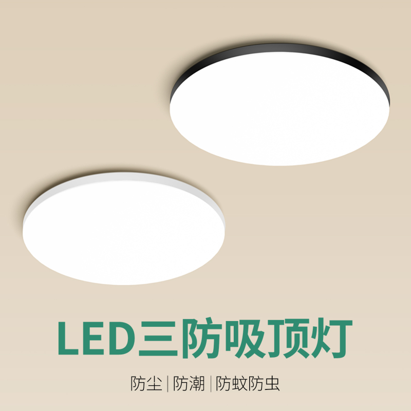 Full Spectrum Led Three-Proof Ceiling Light, Ultra-Thin Round Bathroom Light for Bathroom, Balcony, Bedroom, Kitchen, Hallway, Corridor