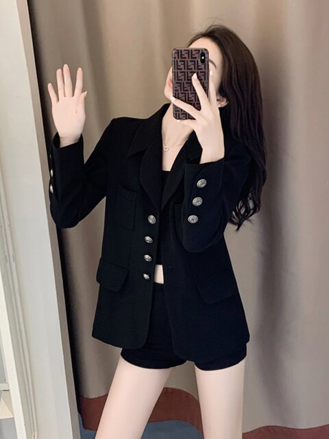 Korean Style Loose Casual Chic Commuter Blazer with a Unique Design, Niche Fashion, Eye-Catching Street Style, and a Powerful and Elegant Vibe