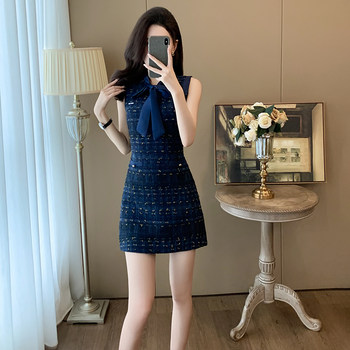 Summer High-End Elegant and Youthful Style Petite Mature Look Waist-Cinching Sleeveless Chanel-Style Tank Dress