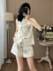 Summer Age-Reducing Fashion with a Refined, Modernized Chinese Style: Women's Two-Piece Set with a Button-Up Vest and Shorts, Exuding a High-End Feel