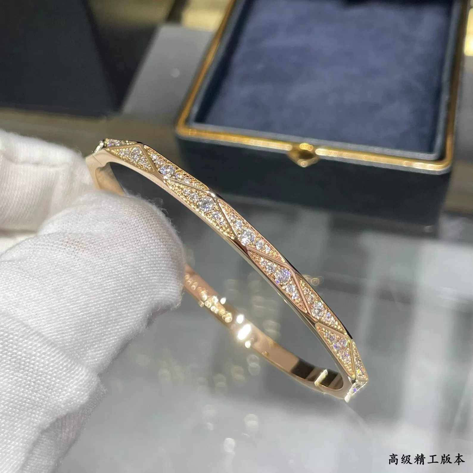 Золотой браслет с узором diamonds ко Дню Святого Валентина, украшенный бриллиантами, розовое золото, подарок на день рождения