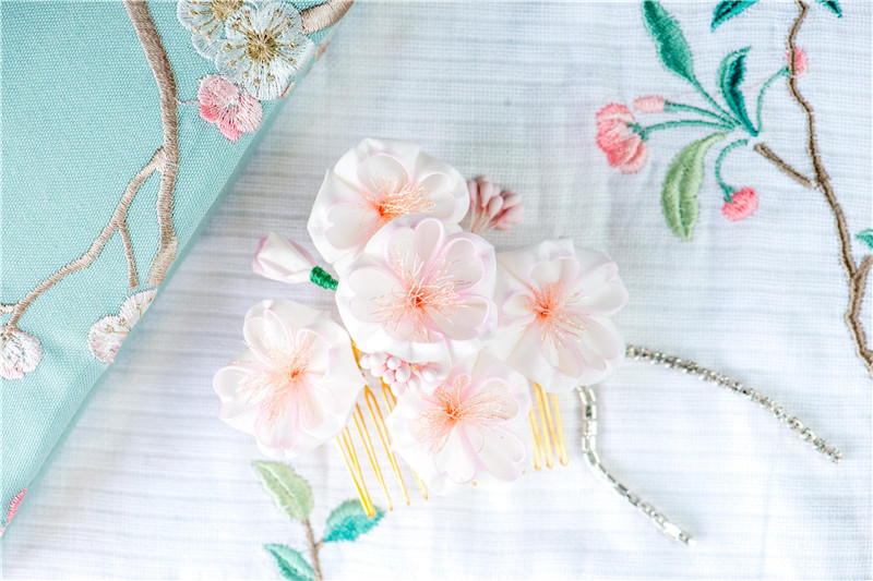 Sakura Tsumami zaiku kanzashi Hair pin pink Japanese for Kimono accessory XJ