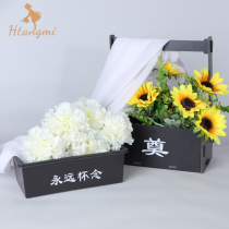 Qingming flower box funeral funeral funeral flower arrangement box black plastic waterproof flower pot Ching Ming Festival Ancestor Tomb sweeping sacrificial supplies