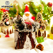 Christmas Mini Santa Claus Ornaments Counter Decoration Doll Store Layout Scene Pine Cone Decoration