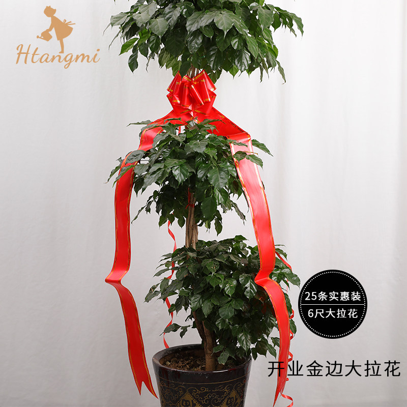 Phnom Penh six-foot large pull flower opening flower basket flower stand decorative streamer large canvas strip can be handwritten wedding decorative ribbon