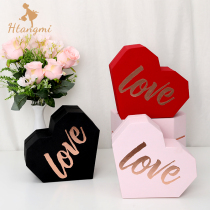 Tanabata new high-end gilded heart-shaped gift box birthday gift box flower arrangement Rose box Valentines Day