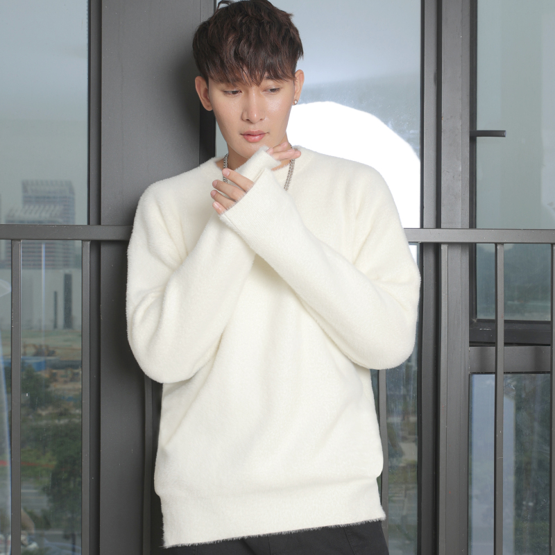 Machine Washable, Non-Pilling Mink Wool White Sweater for Men, 2026 New Style, Loose Fit, Thickened, Relaxed and Comfortable Base Layer Machine Washable, Non-Pilling Mink Wool White Sweater for Men, 2026 New Style, Loose Fit, Thickened, Relaxed and Comfortable Base Layer