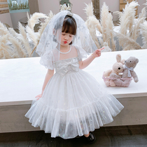 Summer 61 Children Aesha Princess Leia dress sweet and white wedding dress Butterfly knot dress dress Fancy Girl Girl Gown