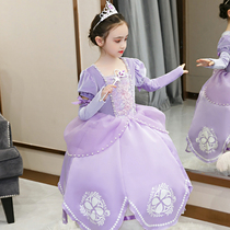 New Year Sophia Princess Dress Girl Baby Velvet Skirt Dress Ice and Snow cospay