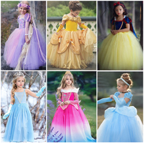 Autumn and Winter Frozen Princess Dress Fairy Eisabel Princess Skirt Snow White High-end Childrens Dress 2021