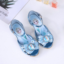 Girls small high-heeled sandals ice and snow crystal shoes