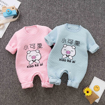 Autumn and winter baby jumpsuit cotton set baby clothes cotton warm newborn cute spring and autumn ha clothes spring clothes