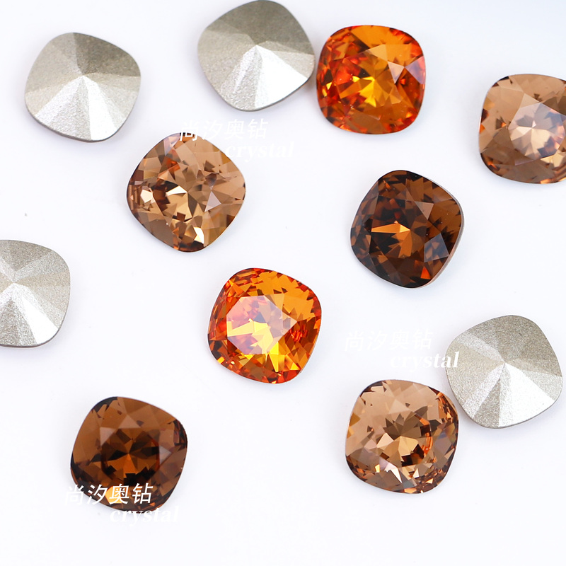 Autumn New Arrivals Swarovski 4470 Fat Square 1202 Deep Orange Nail Art 1402 Light Smoky Yellow Stacked Rhinestones 1403 Smoky Yellow