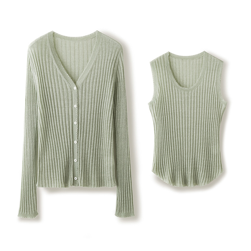 Linen Wool Knitted Cardigan Camisole Women's Suit Sun Protection Jacket Summer New Style Linen Wool Knitted Cardigan Camisole Women's Suit Sun Protection Jacket Summer New Style