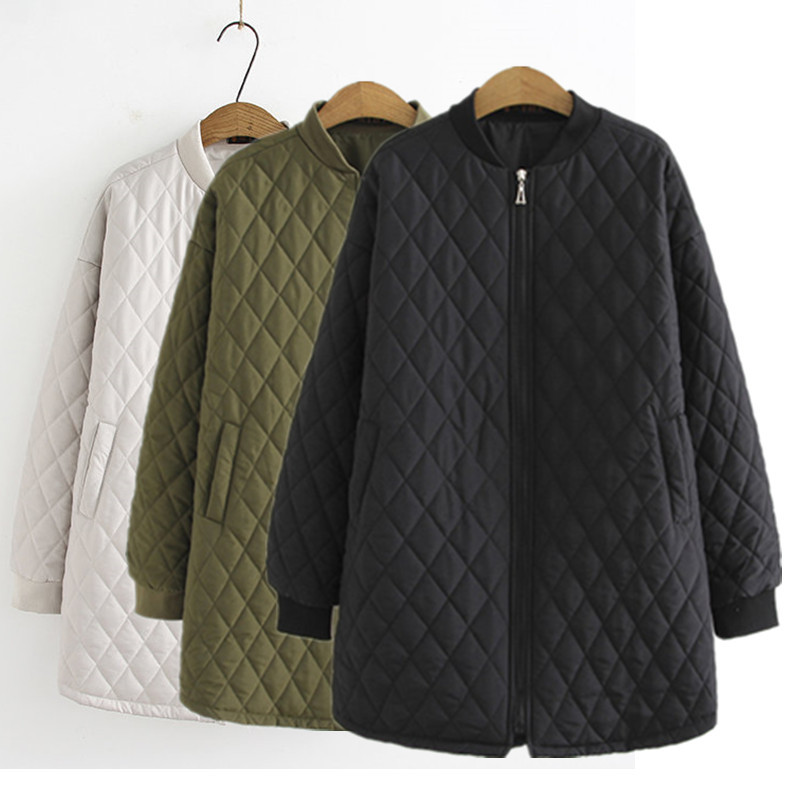 Autumn and Winter Plus-Size Women's Korean Style Mid-Length Casual down Cotton Jacket for Chubby Girls 100kg Baseball Cotton Jacket