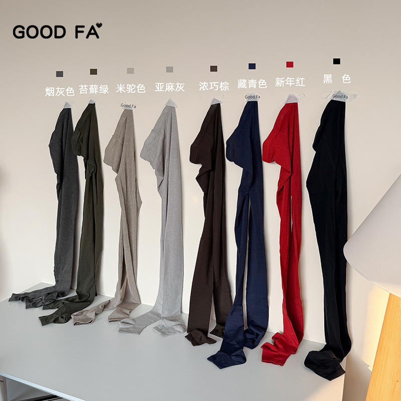 Goodfa2026 Women's Leggings for Autumn and Winter, 240 Needle High-Density Weave, Glossy Wool Footed Tights with Heel