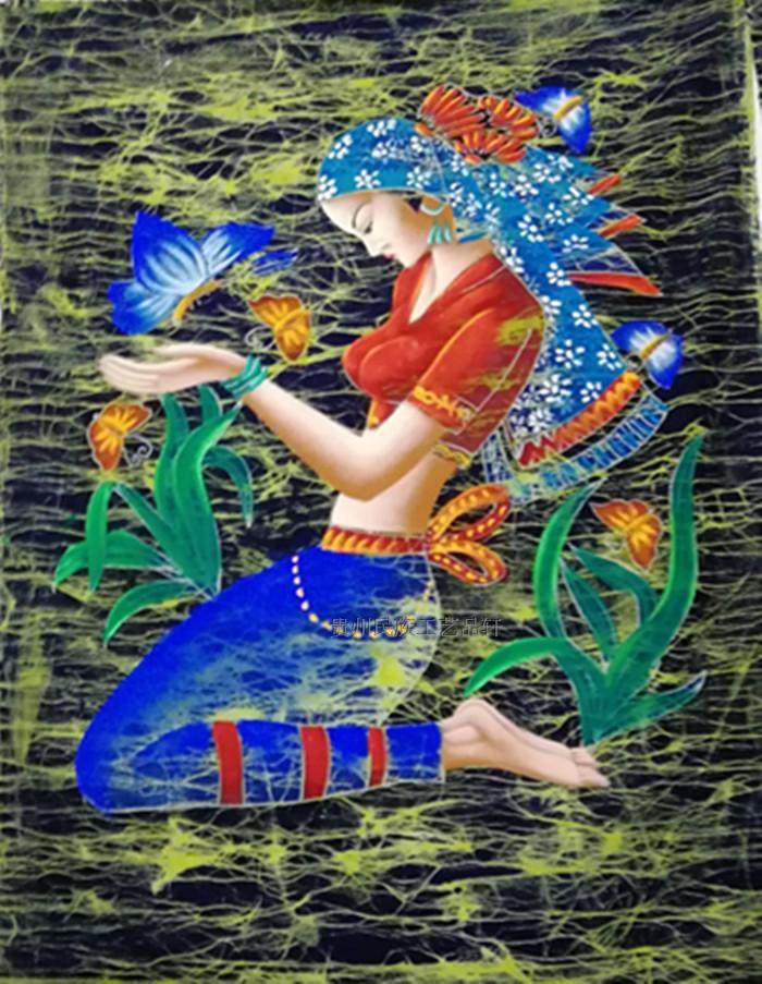 Guizhou boutique batik pure handmade batik painting collection decoration folk fabric batik crafts