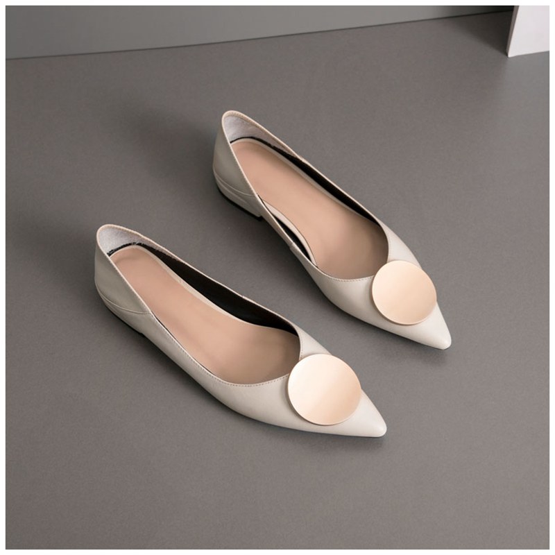 Pointed Wrap Shoes Woman 2022 Spring Autumn Season New 100 Hitch Female Wind Shallow Mouth Temperament Genuine Leather Low Heel Flat Bottom Shoes