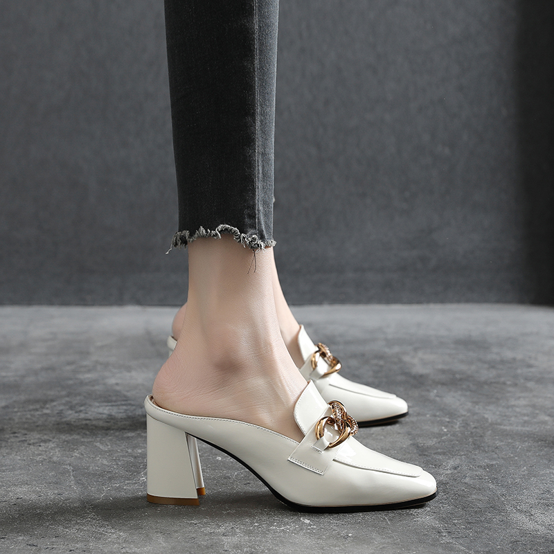 Baotou half slippers wore fashion 2023 summer new blast heel with a small shoe sandals