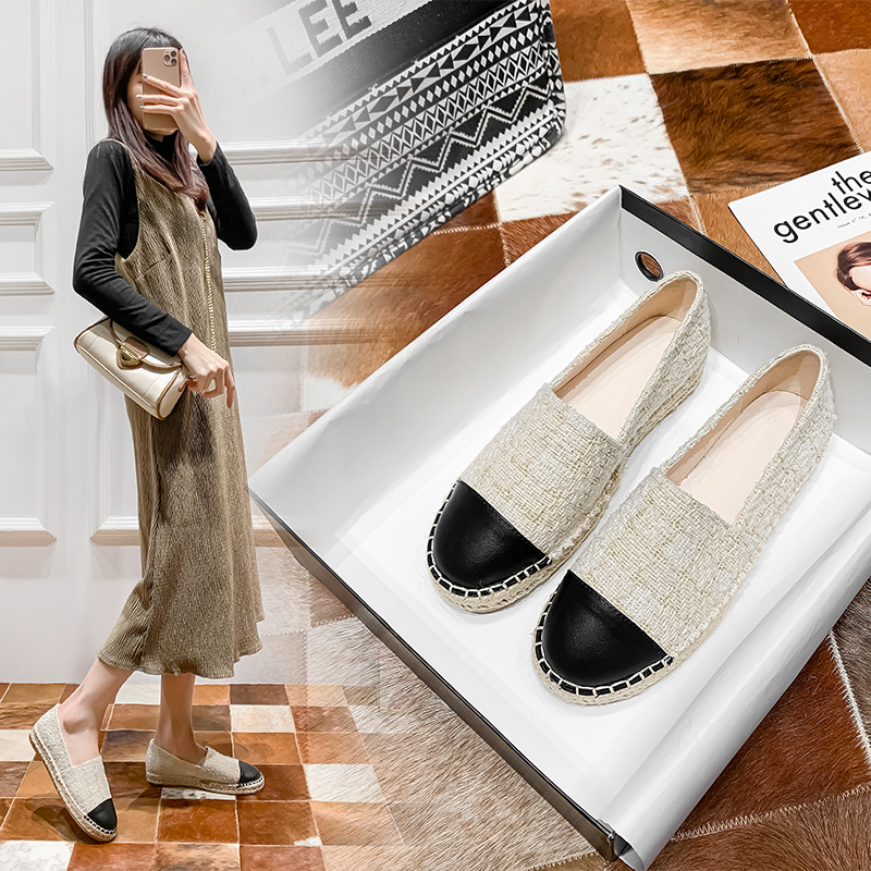 Small Fragrant Wind Fisherman Shoes Women 2022 Spring Fall New Flat Bottom Shoes Linen Thick Bottom Sloth A Foot Pedal Single Shoes