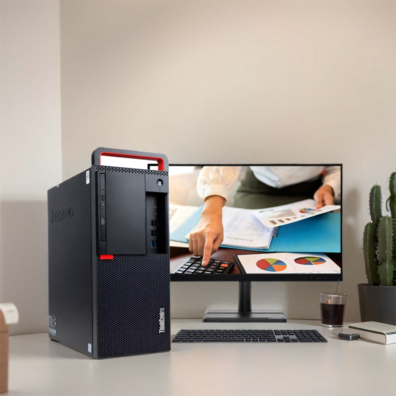 Brand New Lenovo Desktop Computer Host for Commercial and Home Office Use, Complete Set, Supports Win7 and Win10