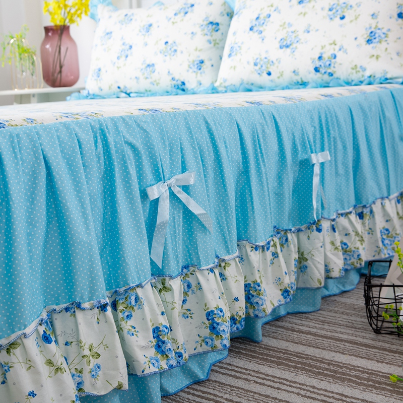 công chúa Hàn Quốc nơ bông giường váy một mảnh giường ngủ trải giường trượt bedspread bông váy ren Li Combo - Váy Petti ga giường viền họa tiết