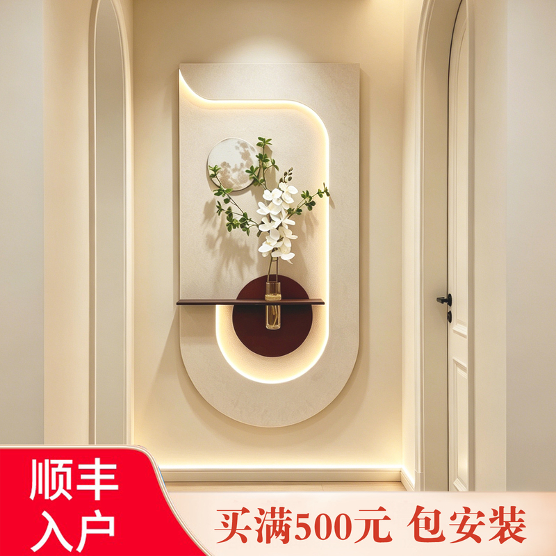 The Entrance Door Faces the Foyer, and the New Cream-Style Three-Dimensional Sandstone Hanging Painting Is Used as a Decorative Painting in the Corridor, Hallway, and Living Room with Lighting The Entrance Door Faces the Foyer, and the New Cream-Style Three-Dimensional Sandstone Hanging Painting Is Used as a Decorative Painting in the Corridor, Hallway, and Living Room with Lighting
