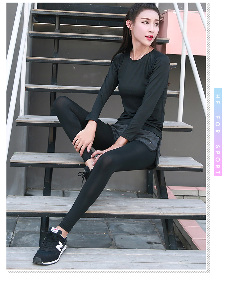Quần áo tập yoga mùa hè và mùa thu phù hợp với tay áo dài của phụ nữ miniband tập mông