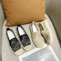 Small fragrant wind fisherman shoes womens 2021 summer new flat openwork mesh breathable lazy pedal lace casual shoes