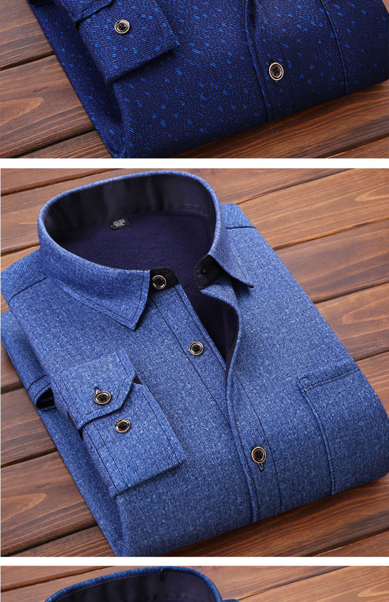 Áo ấm nam cộng với nhung dày tay dài mùa đông cha áo trung niên công sở in hoa lưới áo sơ mi kiểu hàn quốc