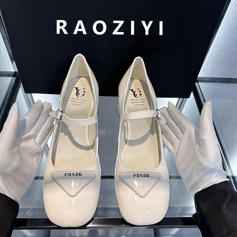 【Circular Time】Raoziyi~White Single Shoes for Women 2026 New Spring Mary Jane Shoes High Heels 5cm