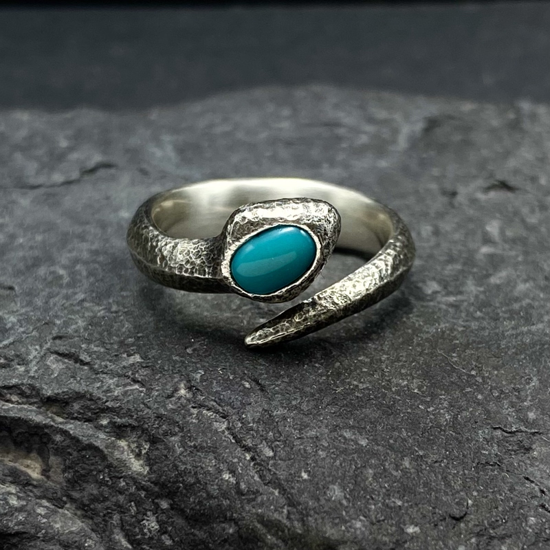 Original Design 925 Sterling Silver Turquoise Snake Ring