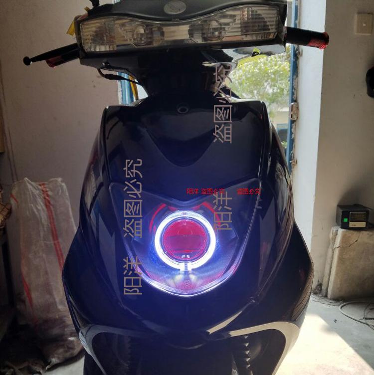 Áp dụng cho đèn pha xe máy Yamaha Lingying lắp ống kính kép ống kính Xenon 3 inch mắt thiên thần - Đèn HID xe máy đèn pha tròn xe máy