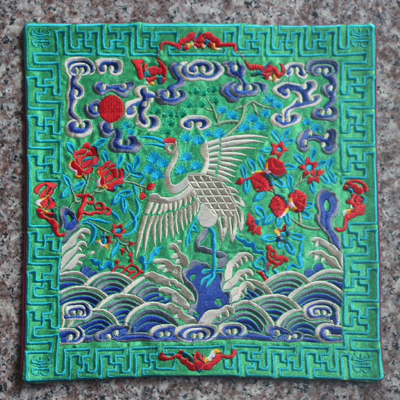 Real Pat Insulation Pan Bowl Cushion Super Large Double Layer Modern Chinese Original Fairy Crane Embroidered Texture Tea Table Tray Cup Cushion-Taobao
