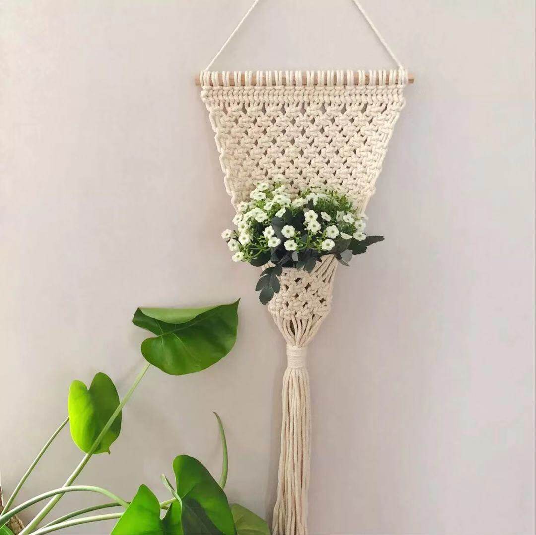 Woven Suspension Basin Dry Flower Hanging Mesh Pocket Flowers Racks Pins Wind Tapestry Hang Blanket Pendant Wall Decoration Wall Decoration Pendant Cotton Rope Pendant Accessories