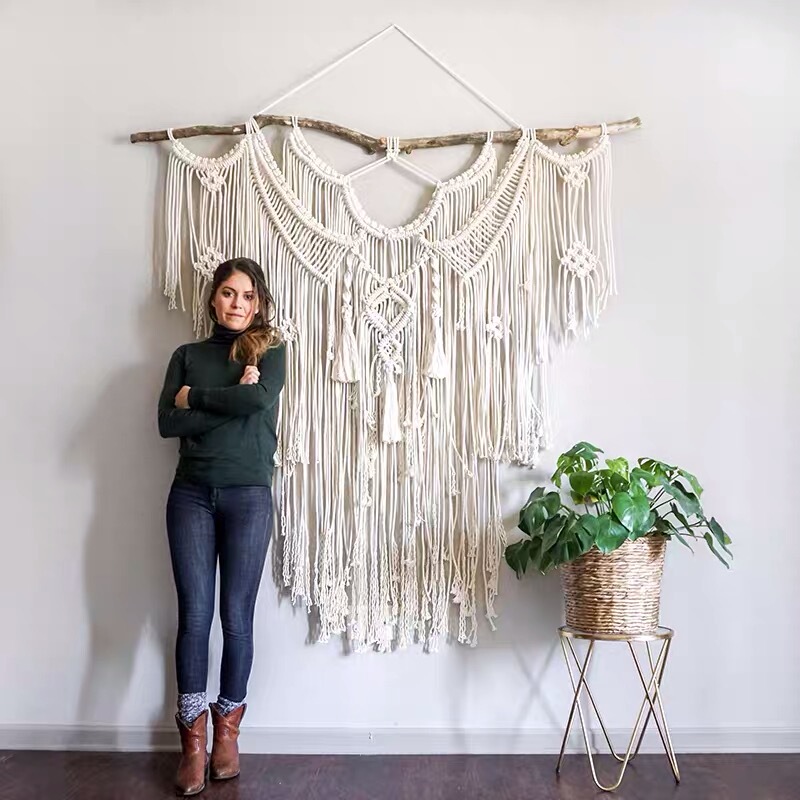 Nordic Style Oversized Tapestry Hand-Woven with Tassels ins Style Wall Tapestry for Guesthouse Model Room Soft Decoration Wall Accessories