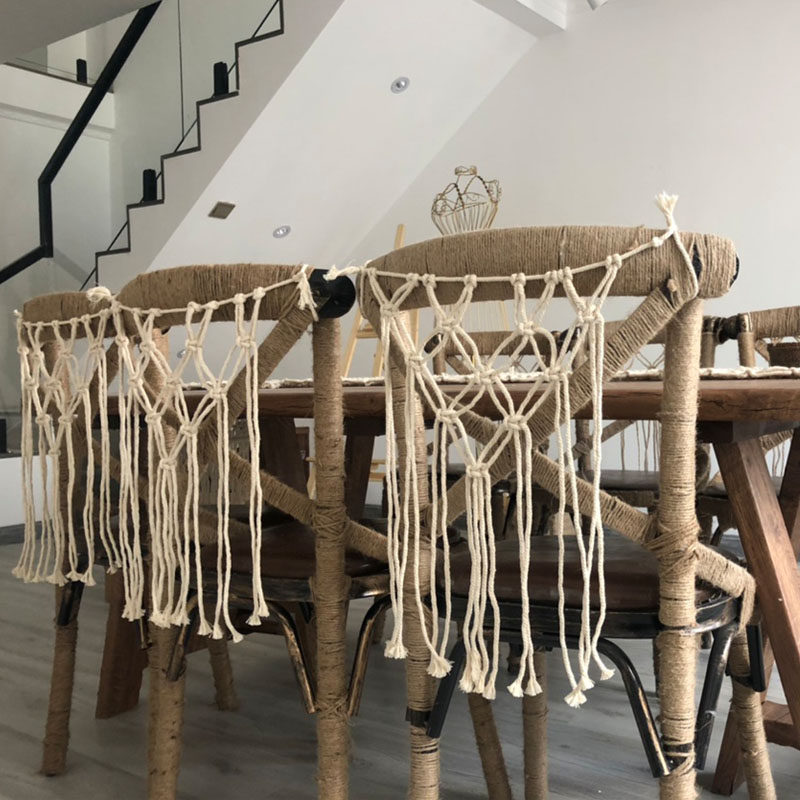 Nordic ins wind outdoor wedding chair back tapestry shooting props party home chair ornaments hand-woven flag