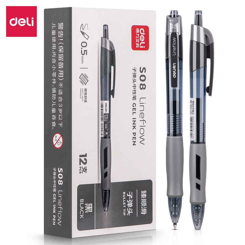 Powerful S08 smooth office pen student with signature pen bullet 0 5mm black red blue refill