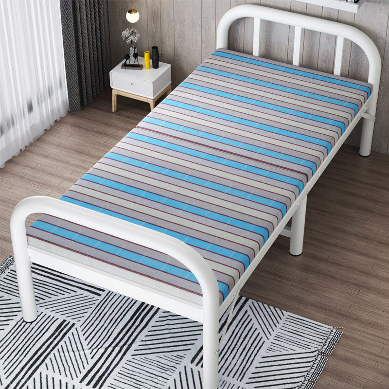 Folding bed single bed double bed iron bed lunch break can be simple children's adult rental house home bed wooden bed