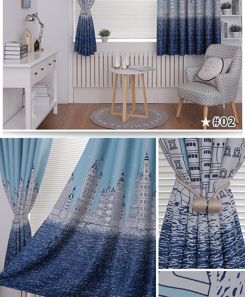 Rèm mới đơn giản nhỏ ngắn rèm che bóng lưới màu đỏ in thuê phòng tùy chỉnh Cửa sổ phòng ngủ chống nắng thành phẩm - Phụ kiện rèm cửa thanh treo màn cửa sổ