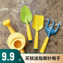 Gardening shovel three-piece set children grow succulent potted shovel kettle gadget beach bucket digging sand toy