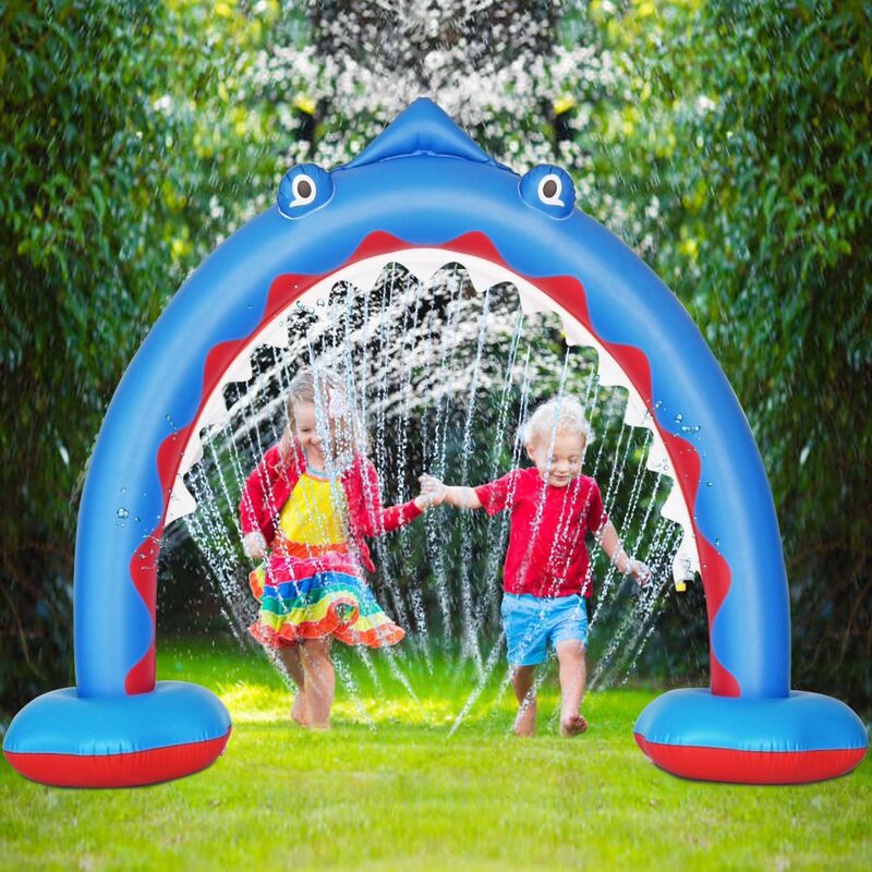Inflatable Shark Water Spray Arch Bridge Kidsren's Water Play Toy Outdoor Family Water Park Courtyard Sprinkler Door