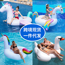Inflatable Unicorn Mount Adult Toucan Floating Row Big Yellow Duck Inflatable Floating Bed Rainbow Pegasus Deck Chair Water Swimming