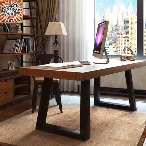 Loft Solid Wood Computer Desk Стол Стол простые железные рабочие столы конференции на стол длинный стол промышленного стиля длинное стол