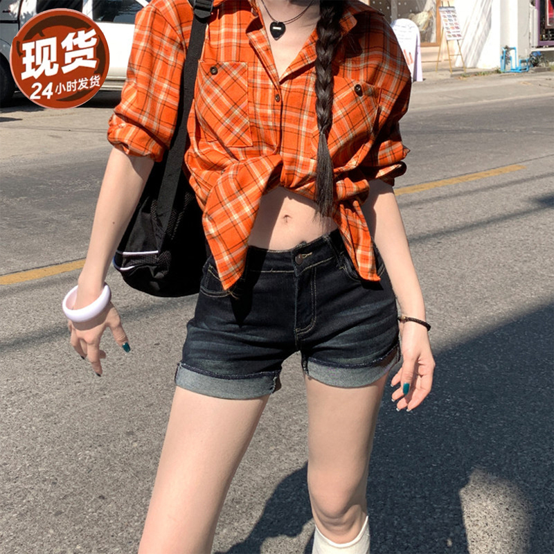 American-Style Sexy Denim Shorts for Women 2026 Summer New Low-Waist Slimming Hip-Hugging A-Line Ultra-Short Hot Pants