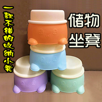 Multifunctional seat cartoon cute plastic small stool storage chair toy storage box can be used to change shoes stool chair